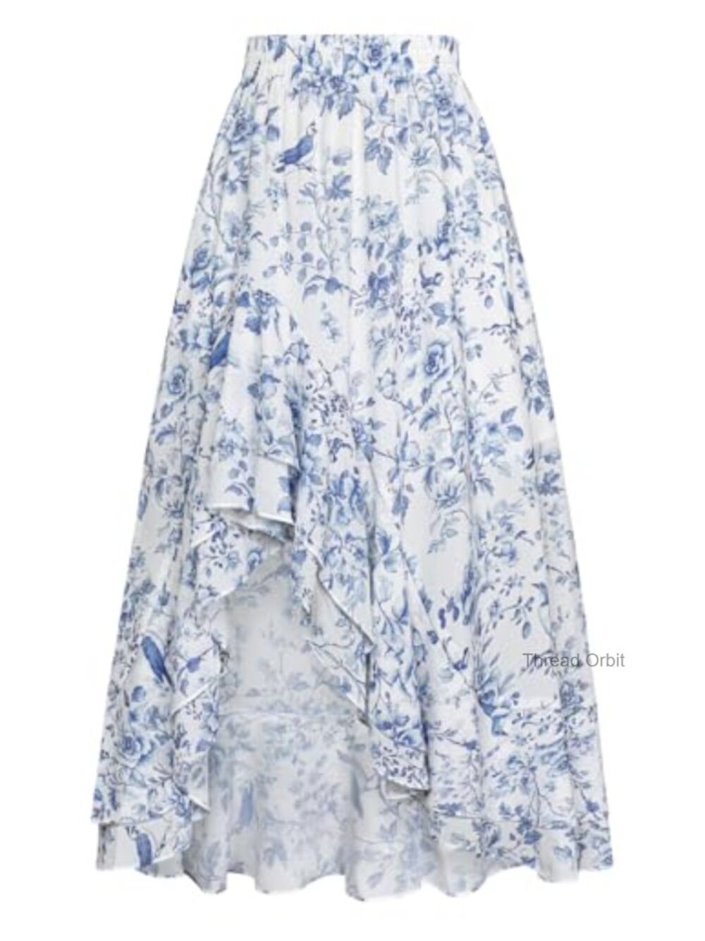 Floral Maxi Skirt High Low Hem A-Line Elastic Waist Boho Western